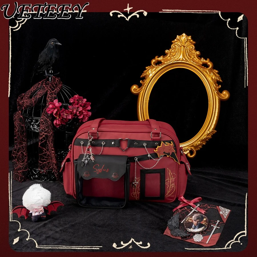 Original Red Bigs Capacity Pain Bag Crossbody Handbag Doll Bag Student Commuting Tote Bag Y2K Gothic Halloween Wing Backpack