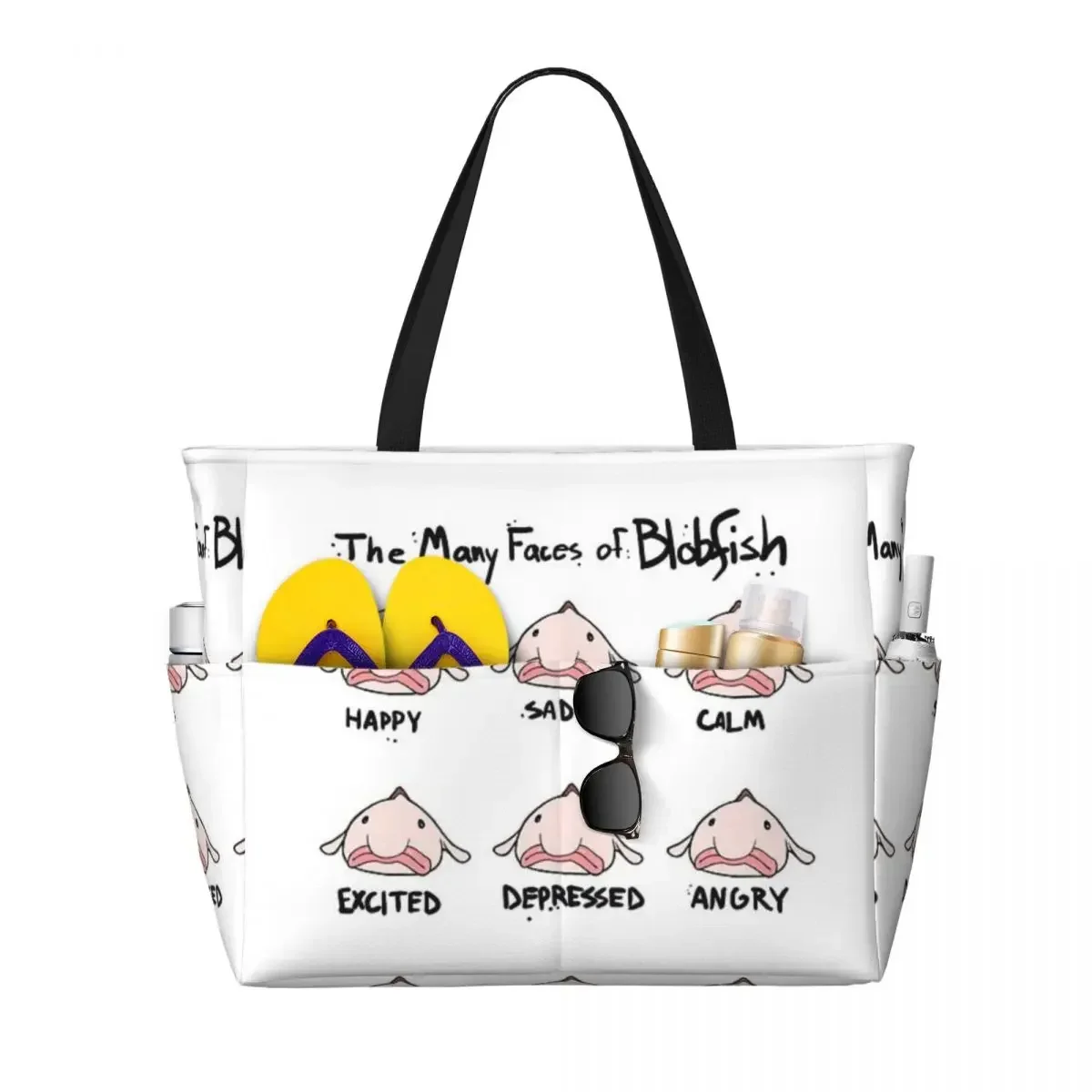 The Many Faces Of Blobfish Beach Travel Bag, Tote Bag Modern Adult Travel Birthday Gift Multi-Style Pattern