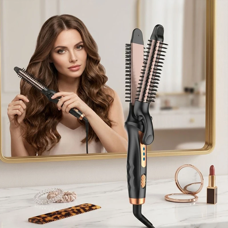 Best-selling portable long-barrel curling iron - Home-use multi-functional straightening comb and curling iron in one unit