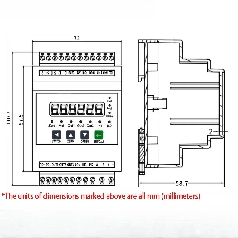 

RS232 RS485 High-precision Rail-type Weight Transmitter Instrument Weighing Signal Amplifier Weighing Module TDA08A