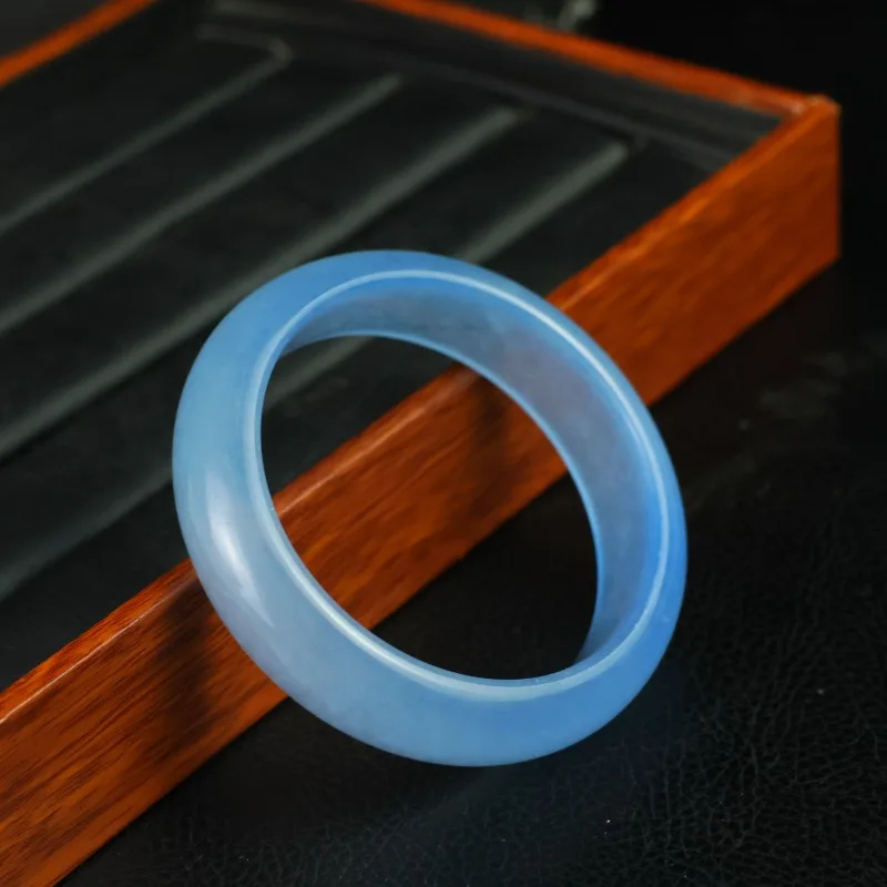 

New Elegant Temperament Blue Flat Bar Jade Bracelet, Trendy Fashion