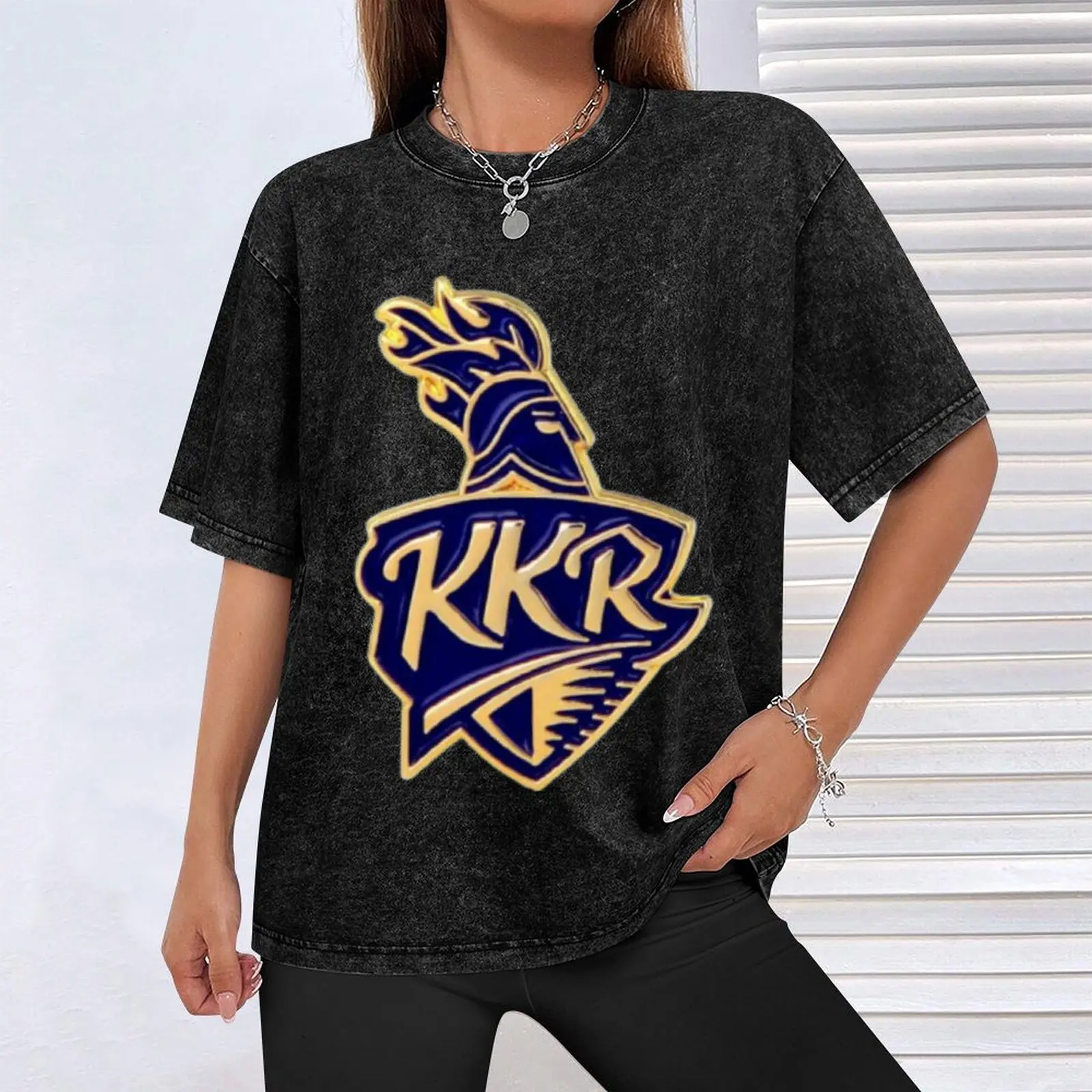 تي شيرت KKR CrICKET TEAM تي شيرت رجالي برسوم جرافيك تي شيرت رجالي قطني