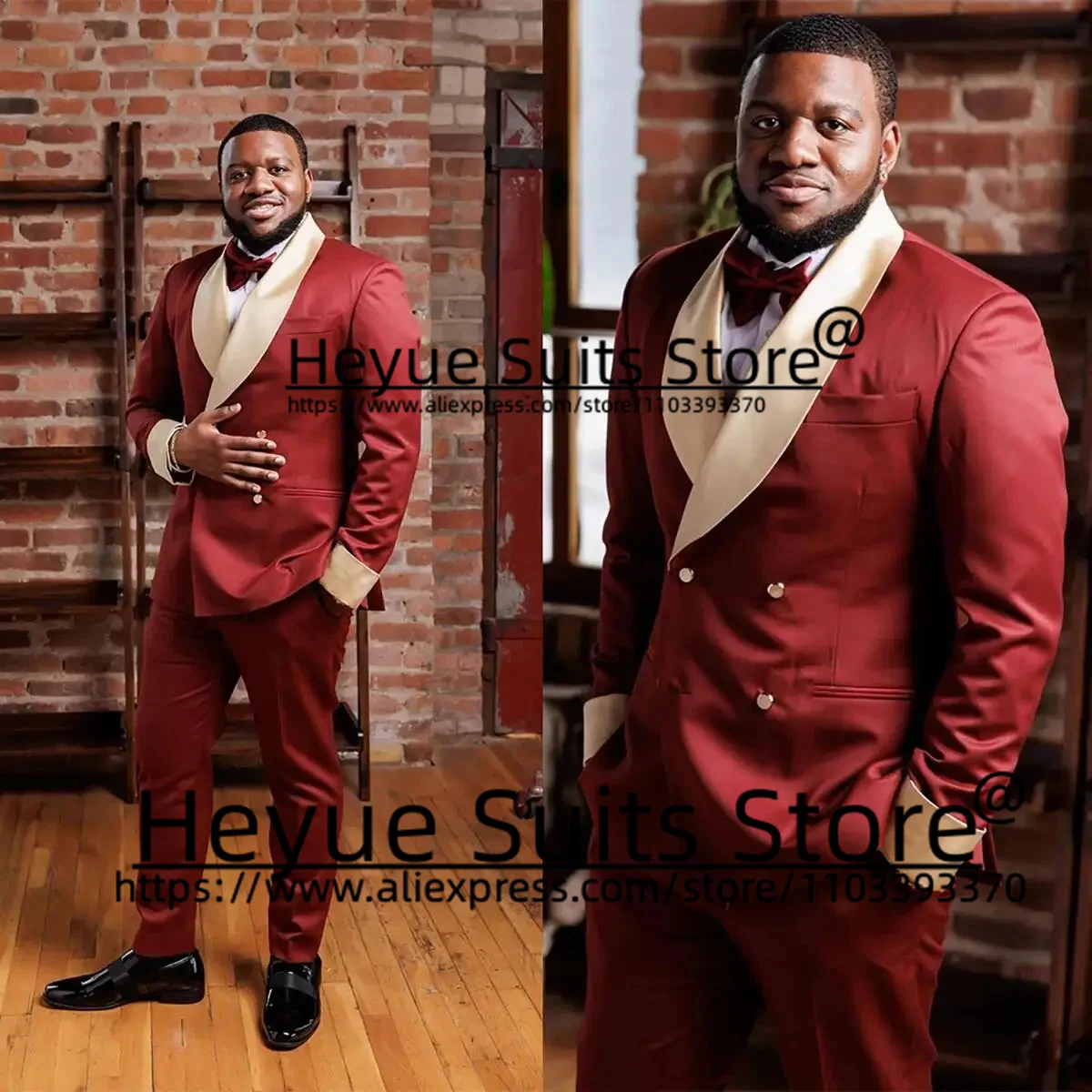 

Classic Red Satin Wedding Men Suit 2 Pieces Sets Business Blazer Pants Double Breasted Lapel Elegance Male Blazer Costume Homme