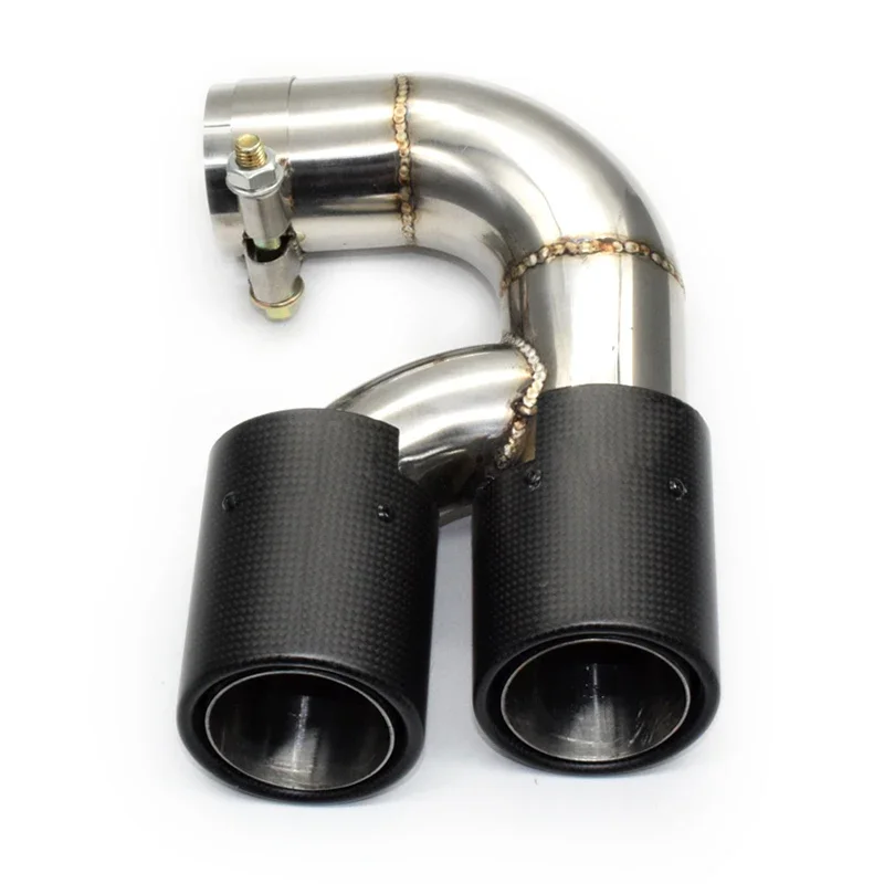 

hhm1 шт., нержавеющая сталь 304, углеродное волокно, двойной наконечник выхлопной трубы, наконечник глушителя автомобиля, двойная труба для BMW 118i F20 F21, 63 мм, сопло