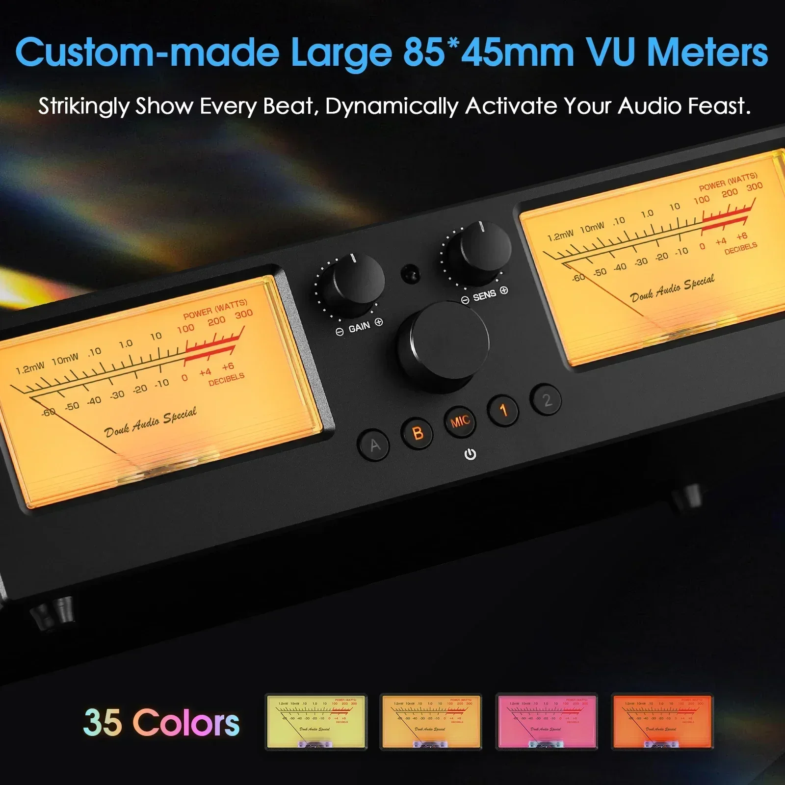 Douk Audio VU3PRO 2-IN-2-OUT Switcher Box Verstärker/Lautsprecher Selector mit VU Meter