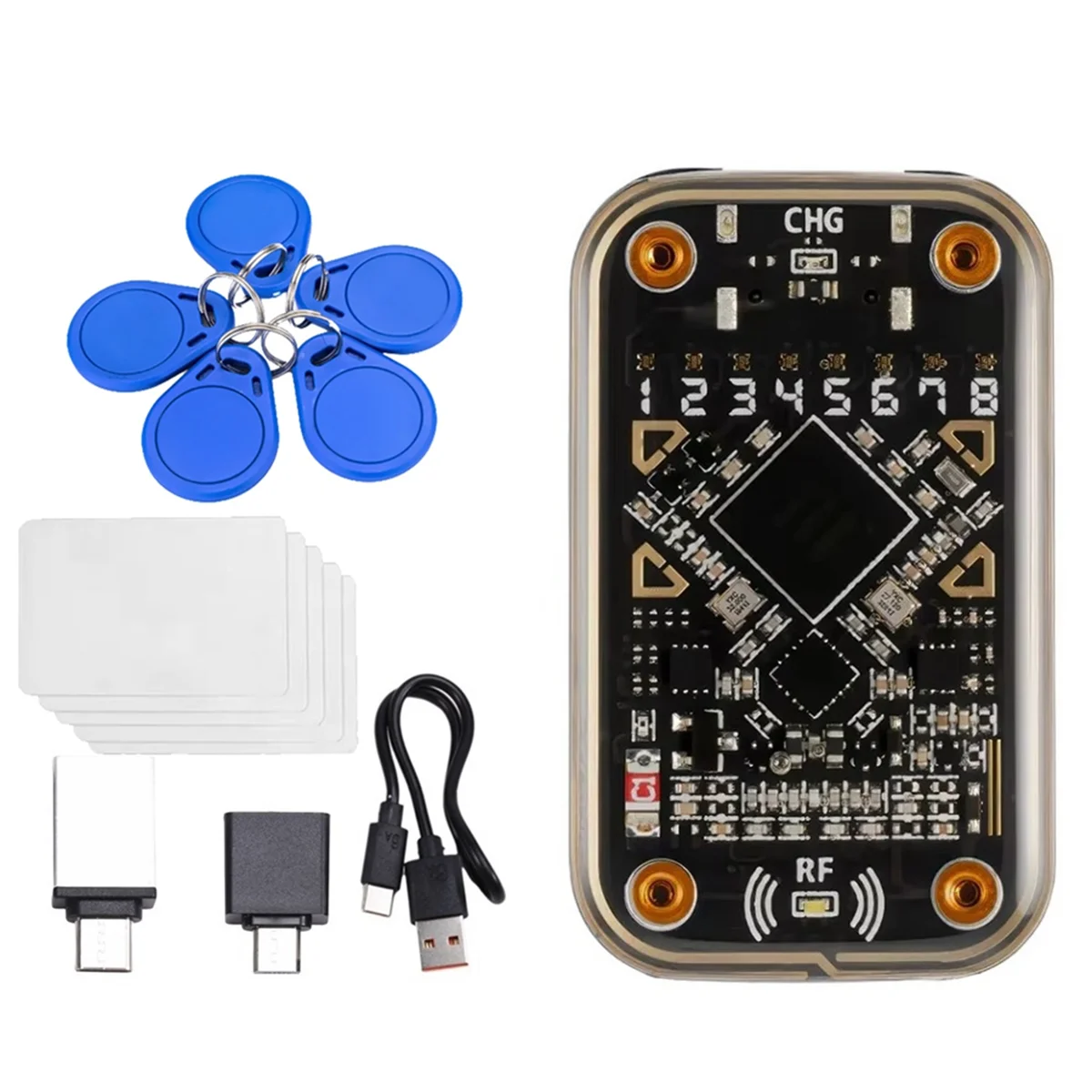 

Эмулятор смарт-карт T88C Chameleon Ultra, RFID-считыватель смарт-чипов + брелок 5xUID, 5xCUID-карт, совместимая с записывающим устройством NFC