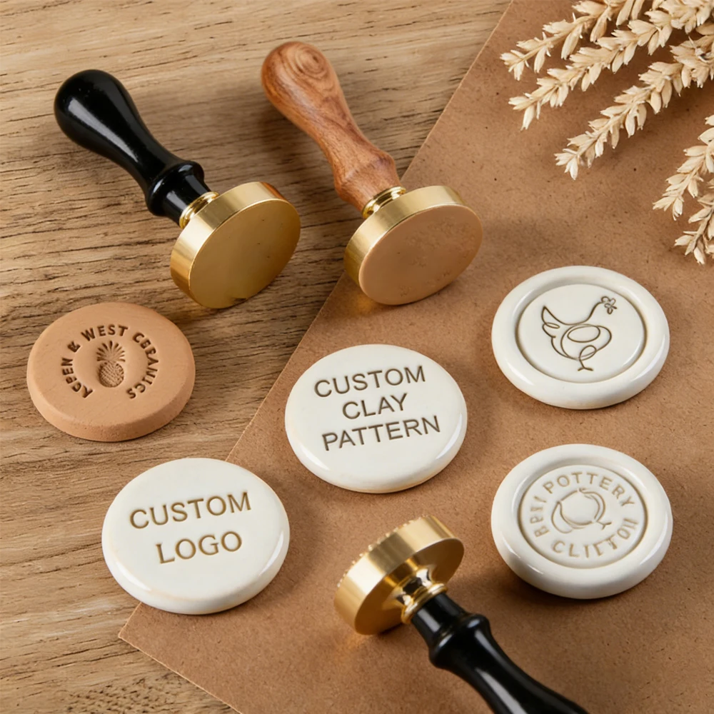 

3/4Cm Logo Personalized Clay Stamp for Pottery Personalized Design Ceramic Stamp Custom Text Brass Head for Polymer Clay Diy