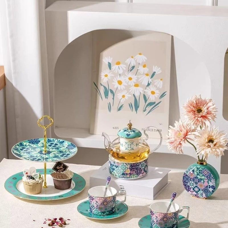 British afternoon tea tea set flower teapot set light luxury high-end housewarming wedding gift