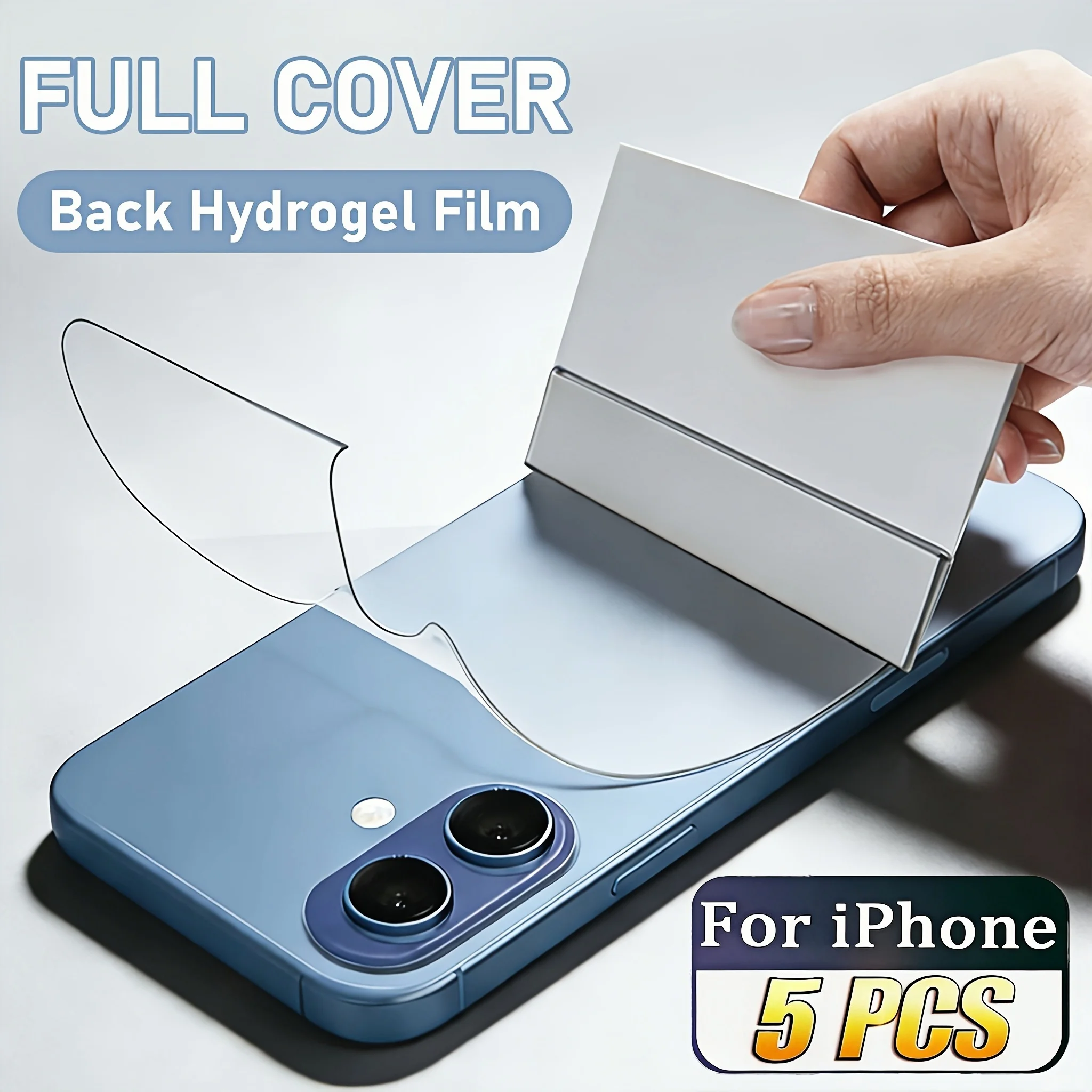 5 Stück Rückseitige Hydrogel-Folie Weich Kompatibel mit iPhone 17 Pro Max/17E/16E/17 Air/16 Pro Max/15 Pro Max/16E/16/15/14/13/Pro
