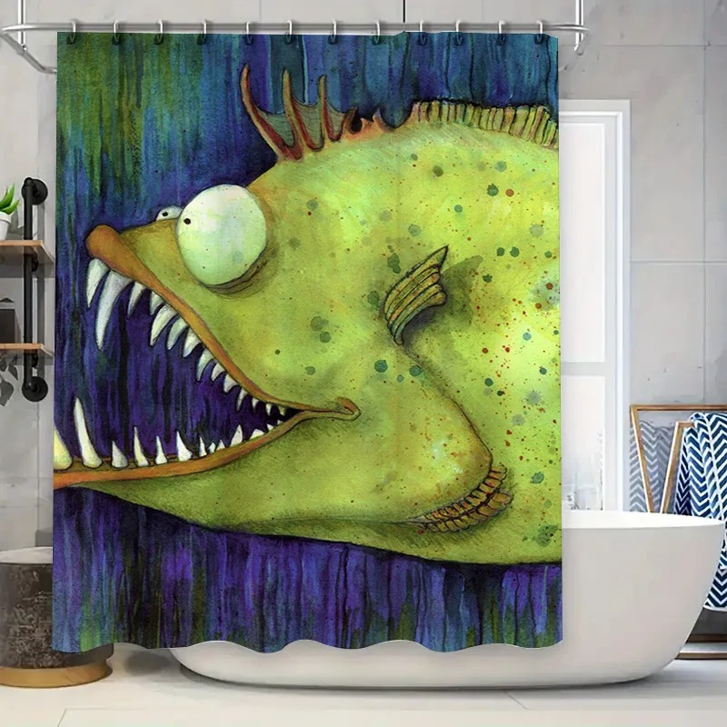 

Black White Cat Mom Shower Curtain Cartoon Print for Bathroom Decor Washable Fabric Size 72 x 84 Inches