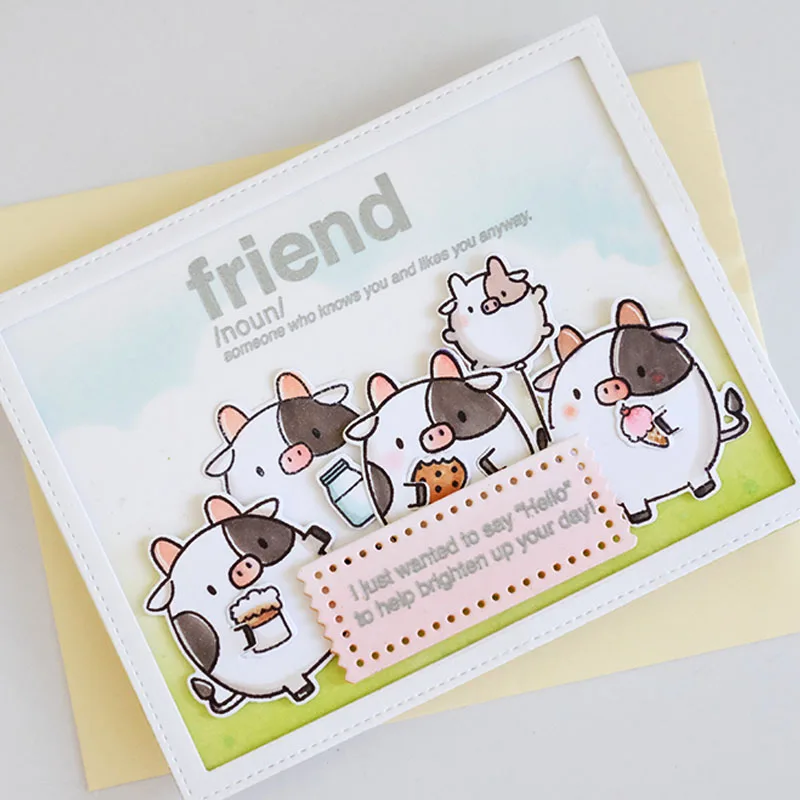 Metal Cutting Dies Clear Silicone Stamps Critter Bear Rabbit Fox Cat Thank You Gratitude Words DIY Thanksgiving Day Paper Cards