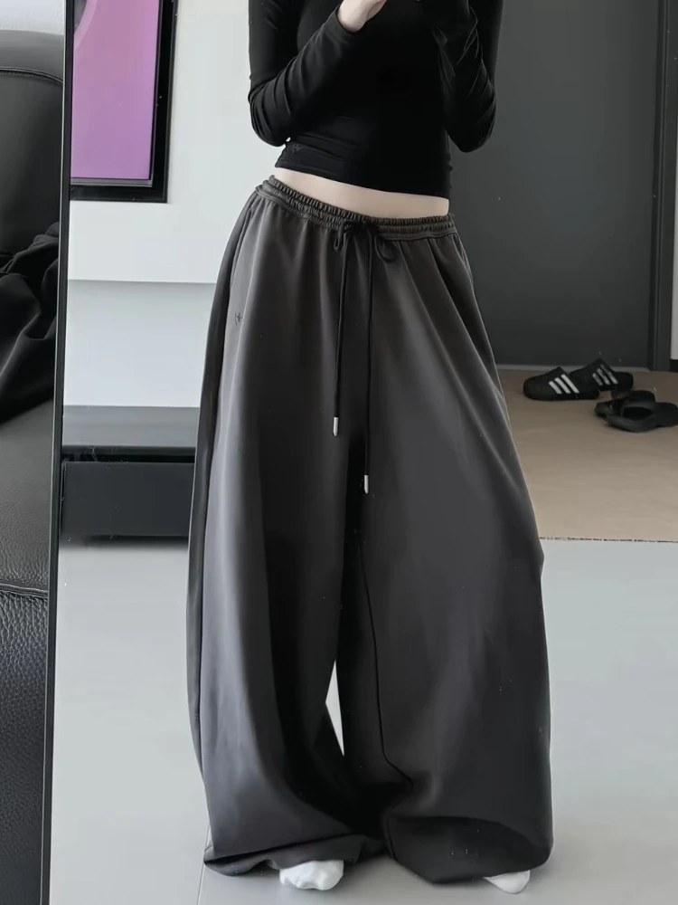 HOUZHOU White Casual Baggy Pants Women Korean Style Oversized Harajuku Trousers Vintage Female Black Wide Leg Pants Joggers