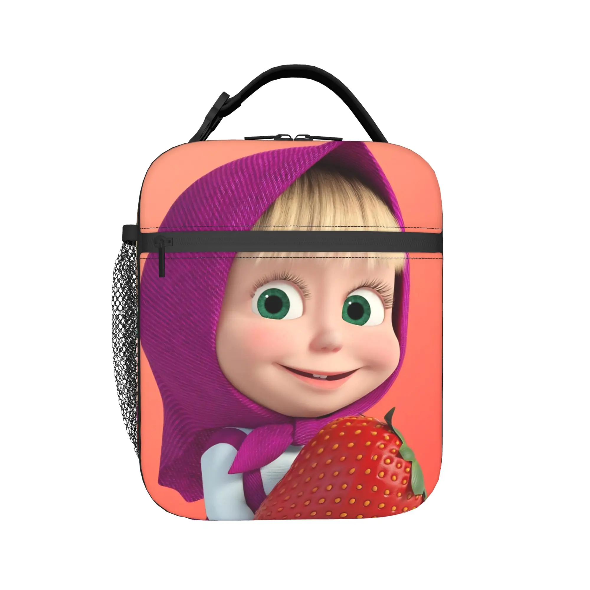 

Милая мультяшная термоизолированная сумка для обеда с Машей и Медведем для школы, портативный ланч-бокс для мужчин и женщин, термосумка-холодильник