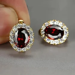 2026 exquisite multi-color oval ear buckle with French design, court style, fashionable retro, versatile jewelry and accessories
