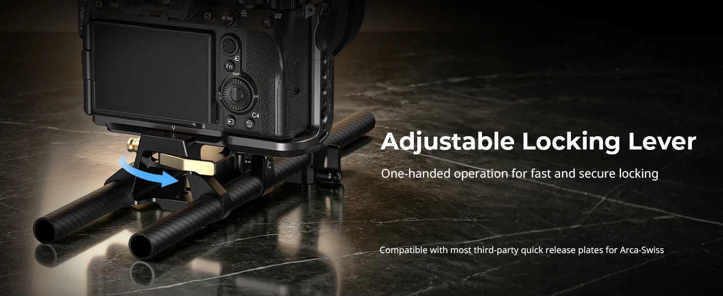 SmallRig Arca-Typ Montageplatte mit 15mm Doppelstangenklemme Universelle Integrierte Arca-Swiss Grundplatte mit Schnellwechselplatte -6761 – Detail 4
