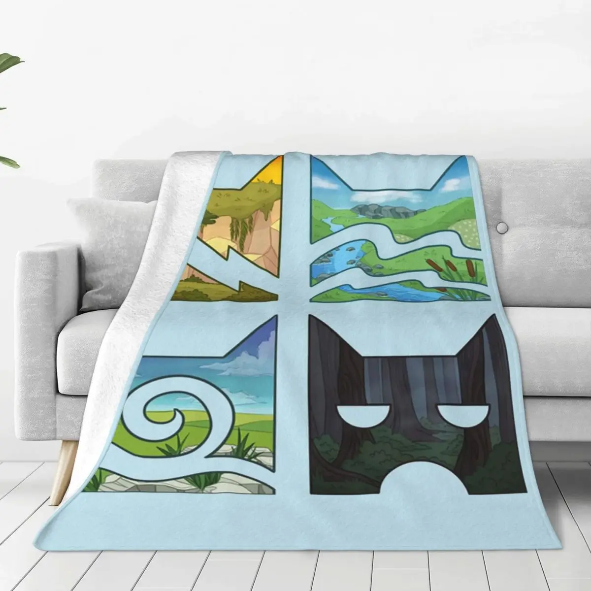 Four Warriors Warrior Cats Blankets Soft Warm Flannel Throw Blanket Plush for Bed Living room Picnic Travel Home Couch