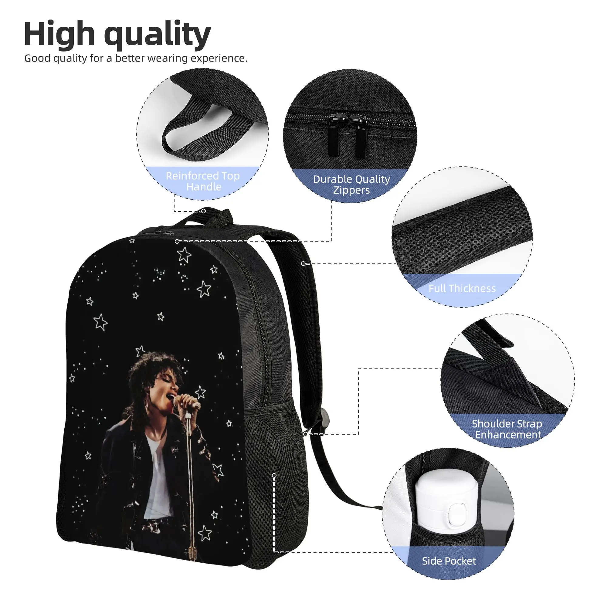 Michaels Jacksons Backpack for Men Women Teenage High School Business Daypack  Laptop Canvas Bags Durable