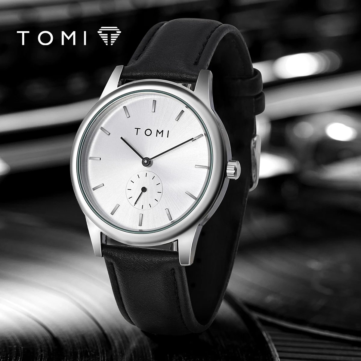 TOMI Fashion Męski zegarek na pasku z dwoma pinami, swobodny i minimalistyczny męski zegarek kwarcowy