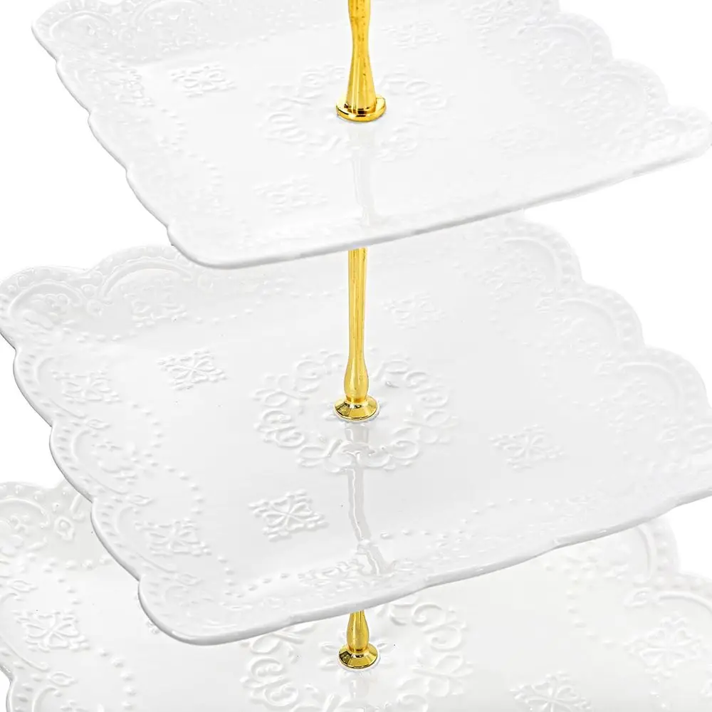 2 Pack 3-Tier White Ceramic Em - Cupcake Stand Tier reseña y precio