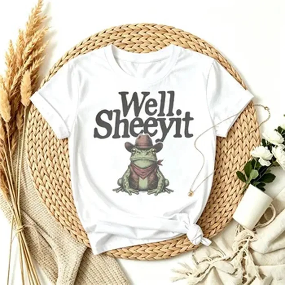 Well Sheeyit Cowboy Western Frog T-shirt For Men Women 100% Cotton T Shirts Short Sleeve
