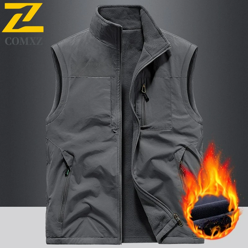 

Mens Utility Vest 2025 New Autumn Winter Plus Size Outdoor Fishing Waistcoat Multi Pocket Sleeveless Apparel Versatile Snow Vest