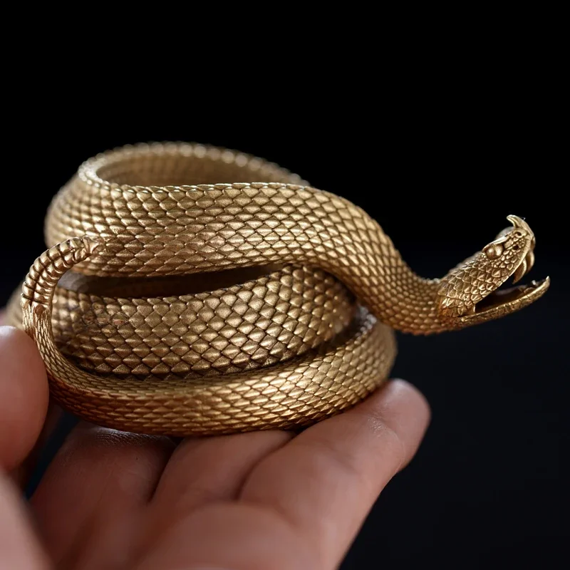 7.8x5.8cm/3x2.2in Original Brass Rattlesnake Pen Holder   Small Crystal Reptile  Decorative Collectible Figure Décor Gifts