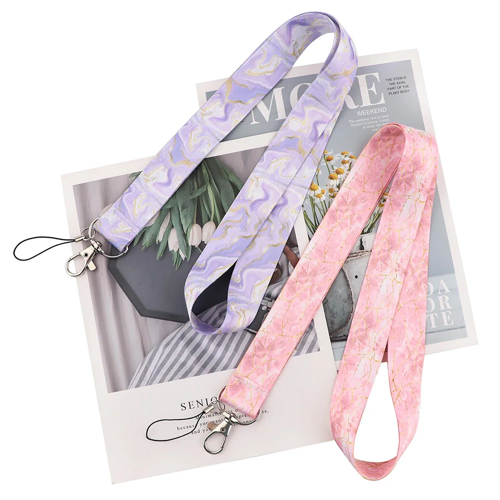 Marmor Druck Neck Strap Schlüsselbund Lanyard Für Schlüssel Frauen ID Abzeichen Halter Keycord DIY Hängen Seil Handy Zubehör – Detail 5