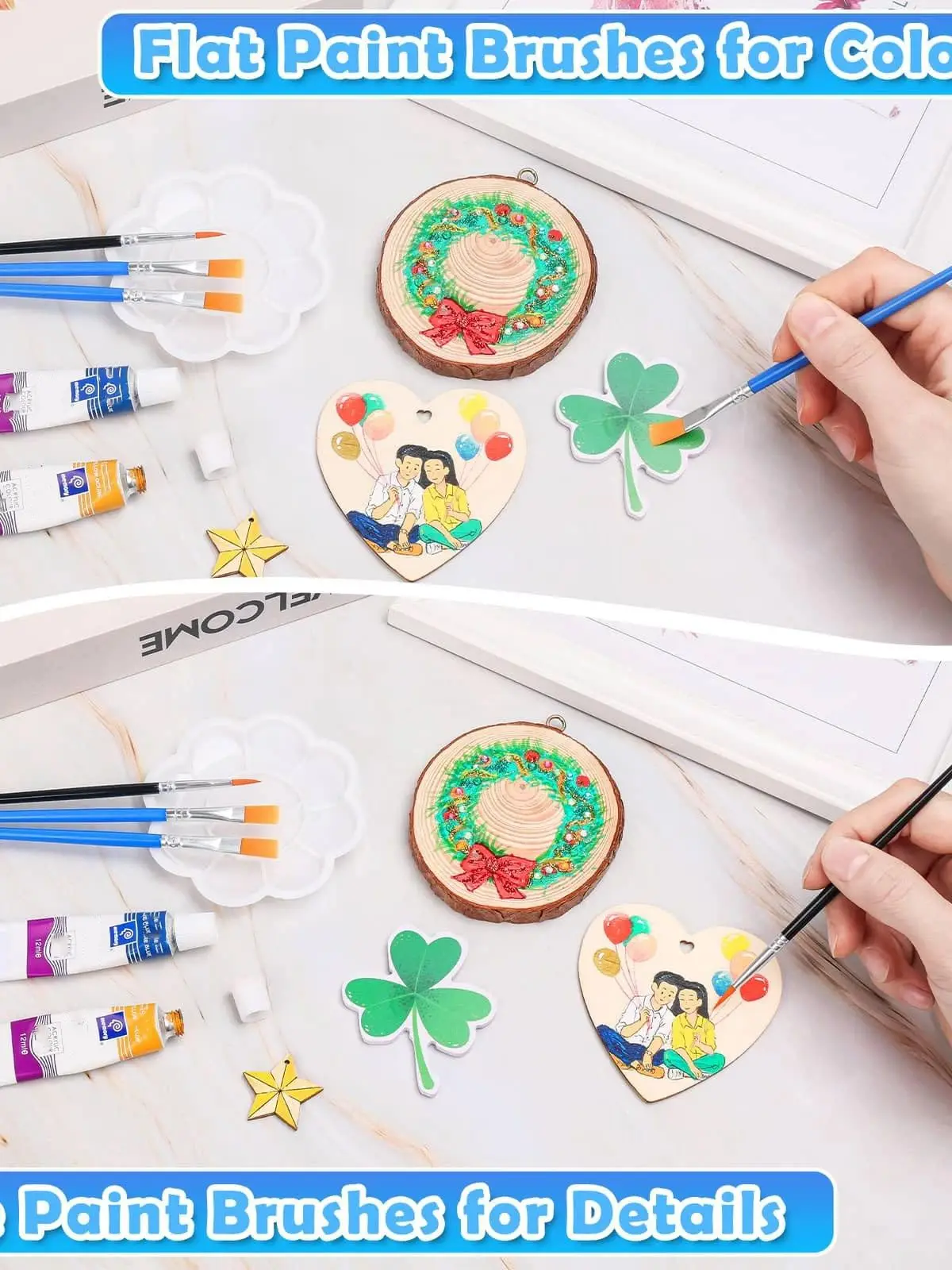 100-teiliges Pinselset für Studenten, Acryl mit Flach-, Rund- und Spitzpinseln, Bastel-, Aquarell- und Ölpinsel – Detail 6