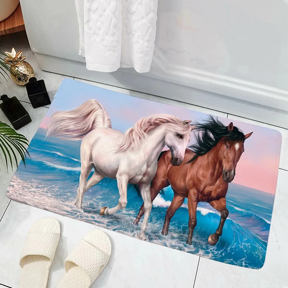 Galloping Horse Welcome Mat Door for Home Living Room Bedroom Doormat Decor Area Rug Carpet Non-slip Floor Mat Home Decoration