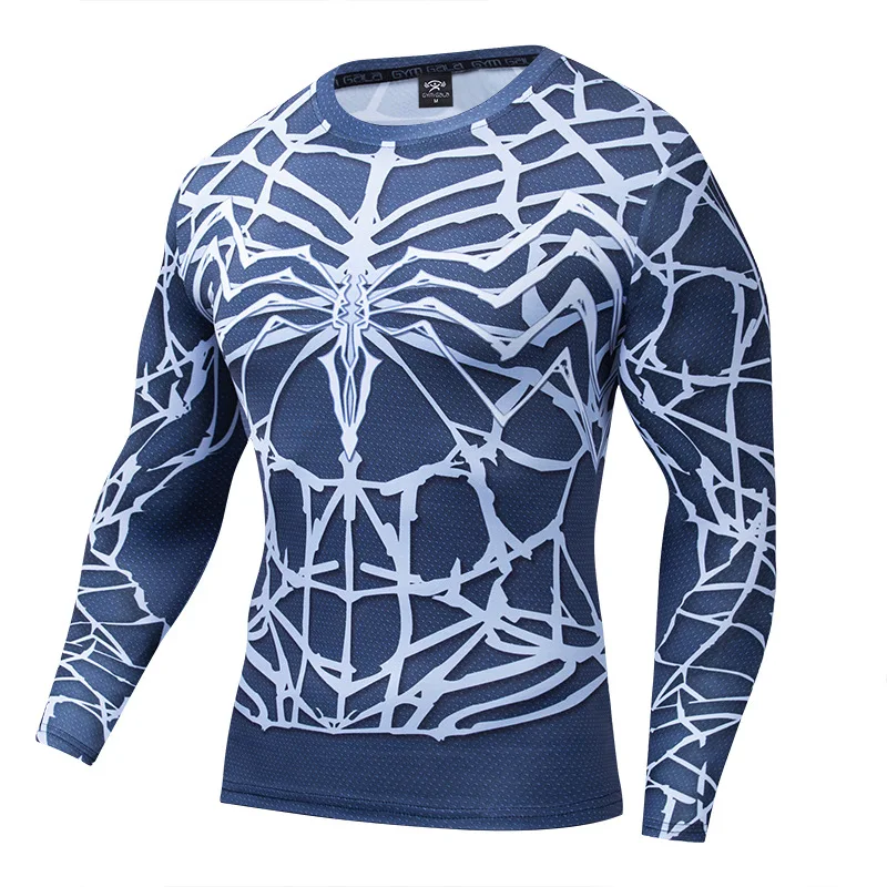 Miniso 2024 Thor Spider-Man T-shirt Cosplay Premium 3D Printed Costume Compression Gym Quick-Drying Tight Long Sleeve Punk