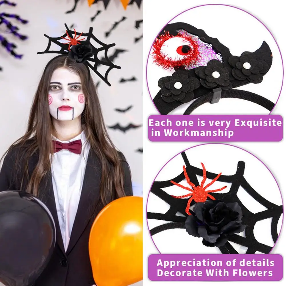 Halloween Avatar Headband Spooky Halloween Headbands with Pumpkin Demon Skull Ghost Spider Web Cosplay Costume Party for Kids