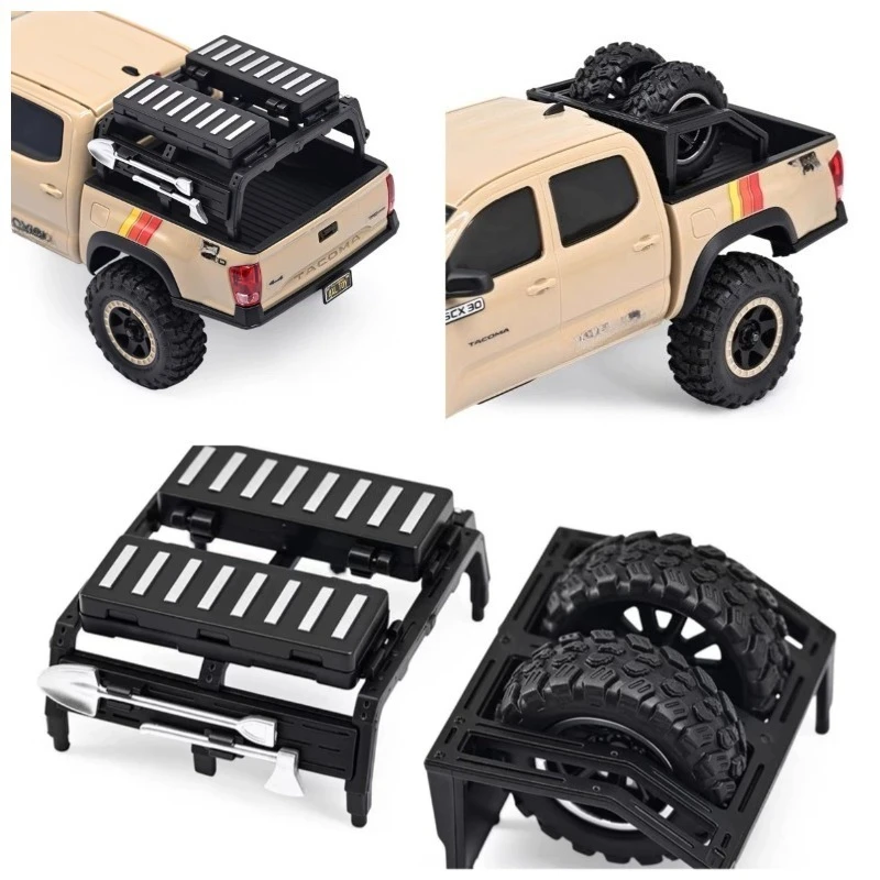Scale Accessories Kit for Axial 1/30 SCX30 Tacoma RC Crawler – UV Decals, Roof Rack Luggage Box, Snorkel, RC Car Scale Parts