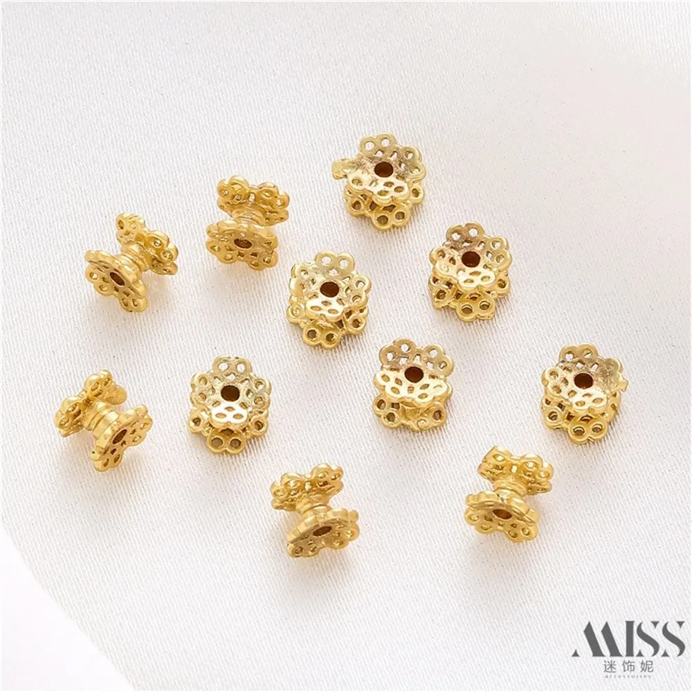 18K goud omwikkeld kleur mat goud dubbelzijdig bloemenbakje kralenbakje DIY handgemaakte kralen armband ketting sieraden accessoires