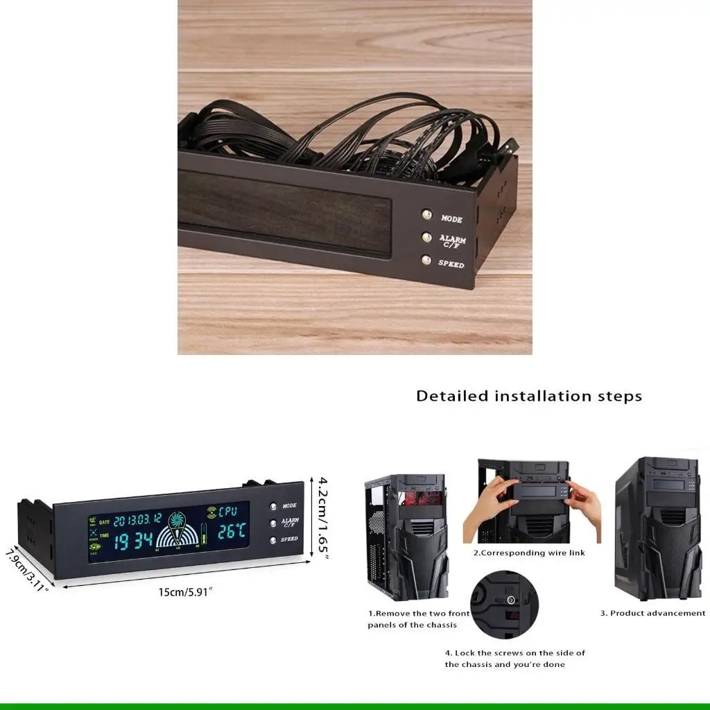 

U55C 5.86 inch PC Computer Fan Controller Front Panel Date for Time Temperature Displ