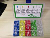 F5MM 5 Kinds x100pcs=500Pcs 5MM LED Diode Kit Mixed Color Red Green Yellow Blue White Assorted Set PACK+BOX