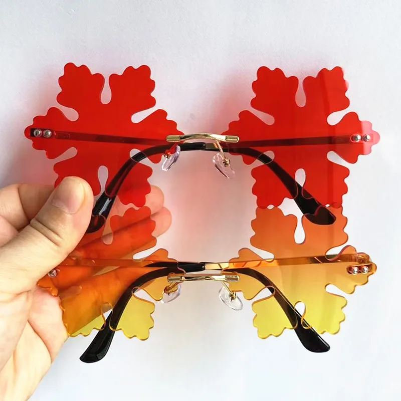 

Funny Sun Glasses Personality Snowflake Shape Design Anti-UV Spectacles Gradient Color Eyeglasses Rimless Women Sunglasses