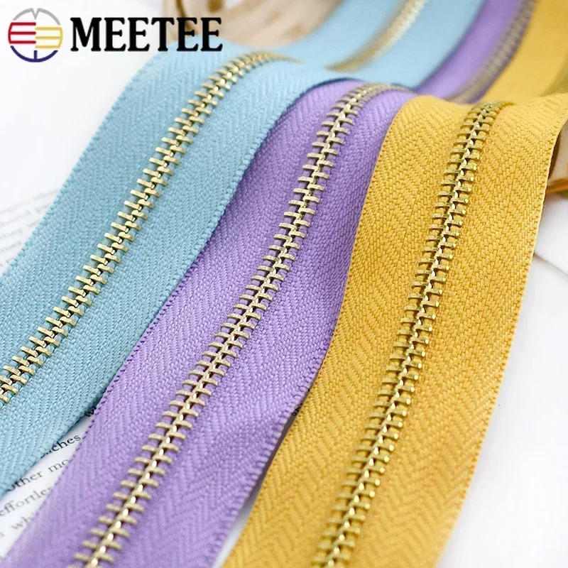 شريط Meetee المعدني بسحاب 2/4 ياردة 5 #   سحابات لفة مستمرة للملابس، أكياس بسحاب، ملحقات إصلاح سحابات الجينز