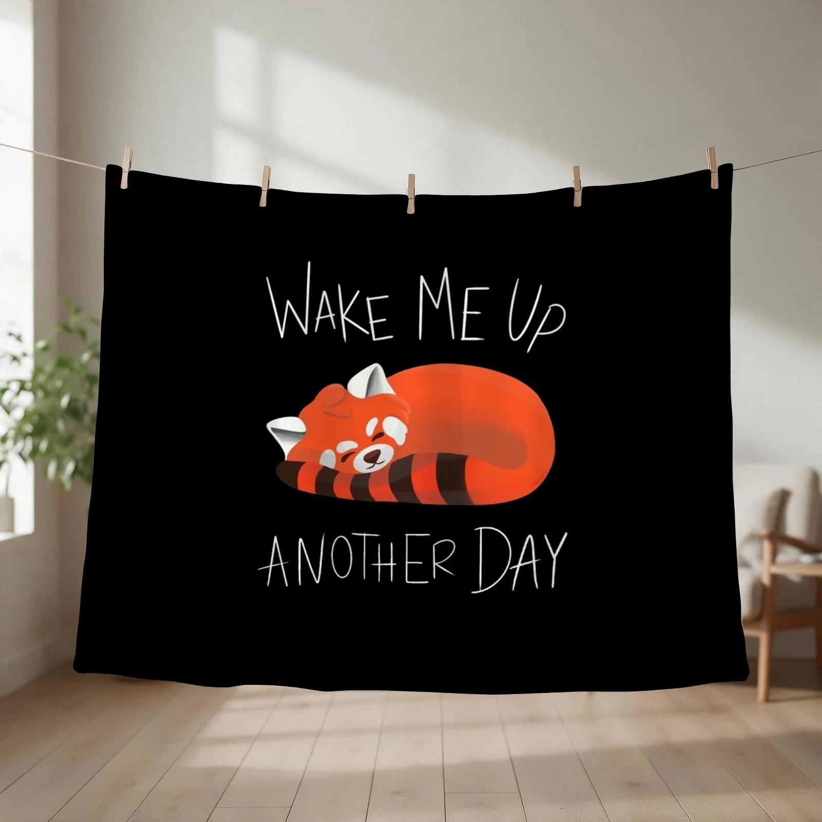 wake me up another day red panda Throw Blanket couch cozy soft plush fuzzy picnic outdoor blanket
