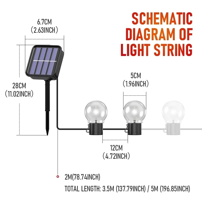 LED سلسلة أضواء الشمسية IP65 مقاوم للماء في الهواء الطلق عيد الميلاد الديكور لمبات الرجعية احتفالية جارلاند حديقة الأثاث أضواء الجنية