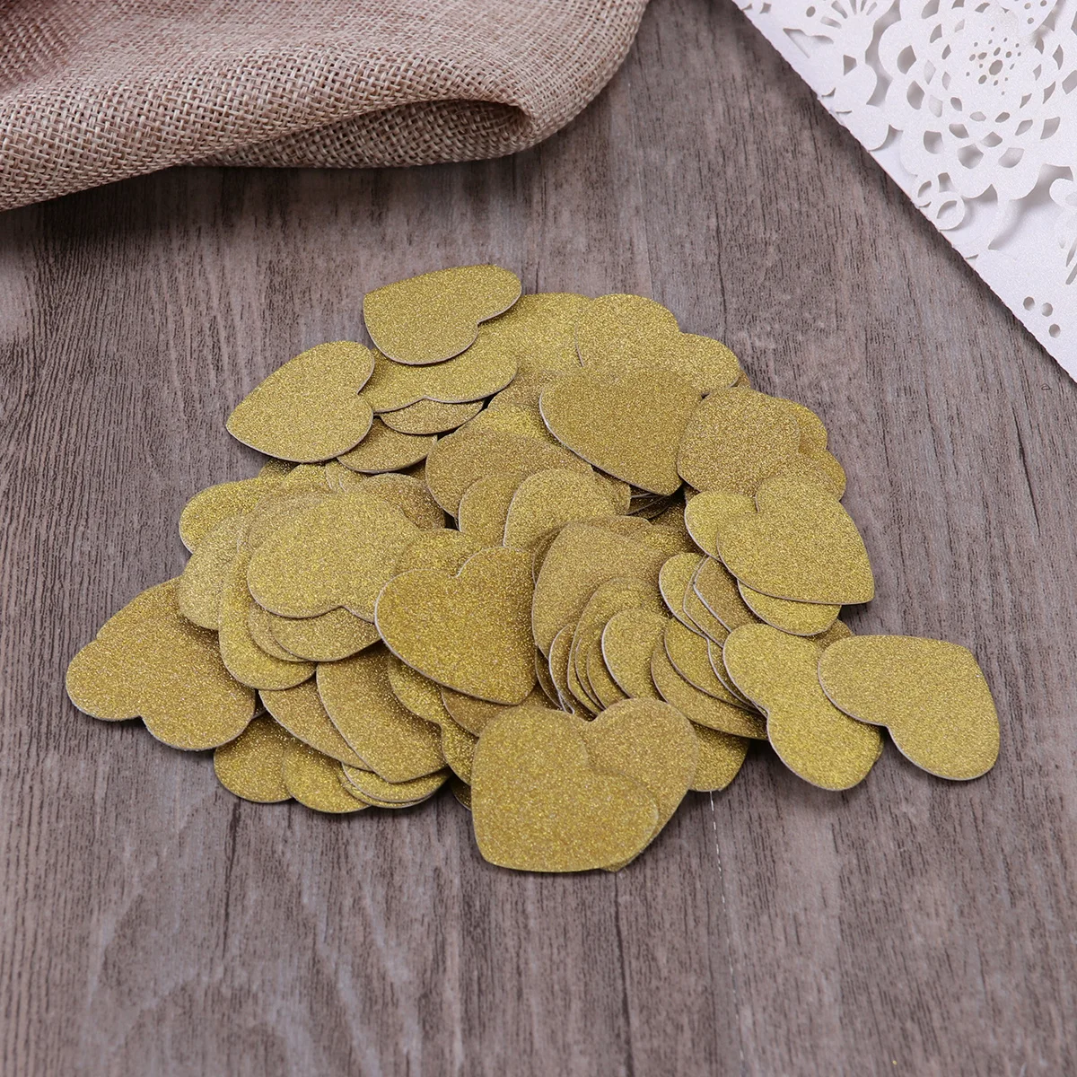 

100 Pcs Wedding Love Confetti Cake Decorations for Shower Dining Table Golden