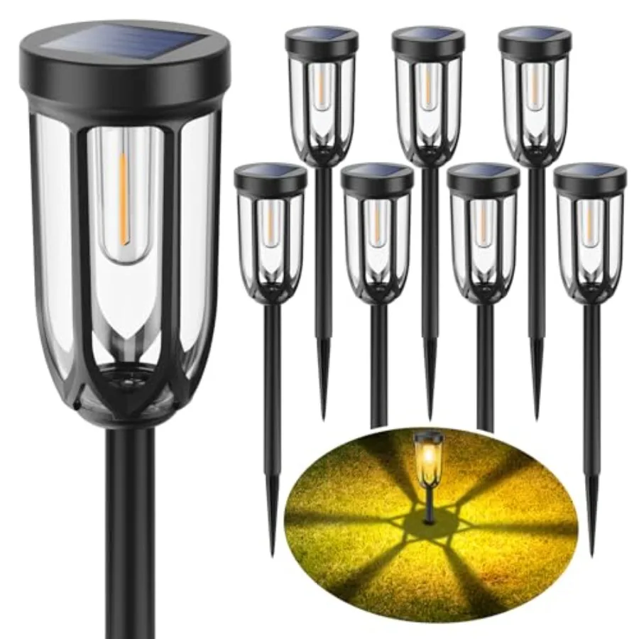 

Solar Lights Outdoor 8 Pack, Solar Pathway Lights, Solar Lights Outdoor Waterproof IP65, Bright Auto On/Off Garden Lights, Sola
