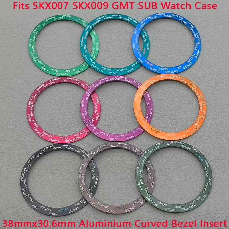 

38mm Curved Metal Bezel Insert NH35 Case Bezel Ring Fits SKX007 SKX009 SRPD SUB GMT Case NH35 NH36 Men's Watch Diving Bezel Ring