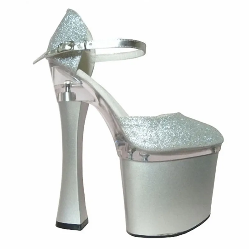 

Fashion Wine Glass With Ultra 18cm Women's High-Heeled Shoes Platform Shoes 7 Inch Sexy Ankle-Strap Wedding dance shoes