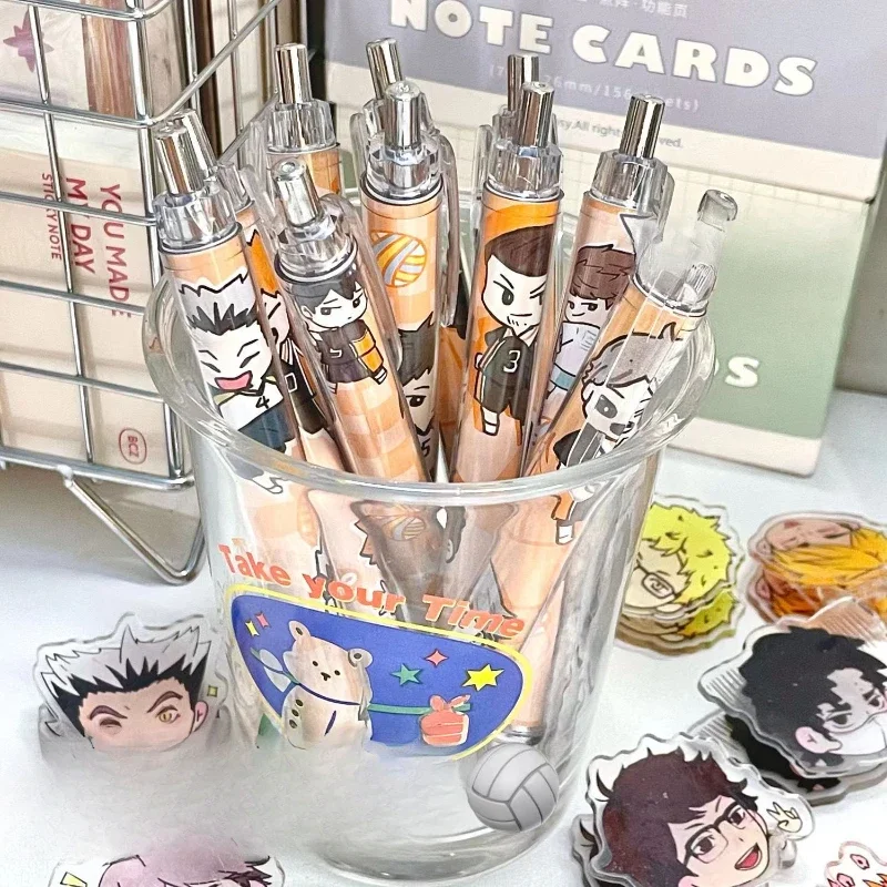 Hinata Kageyama Tobio Kageyama Asahi Azumane Popular Anime 2D Peripheral Cute Cartoon 0.5mm Push Gel Pen Comic Exhibition Gifts