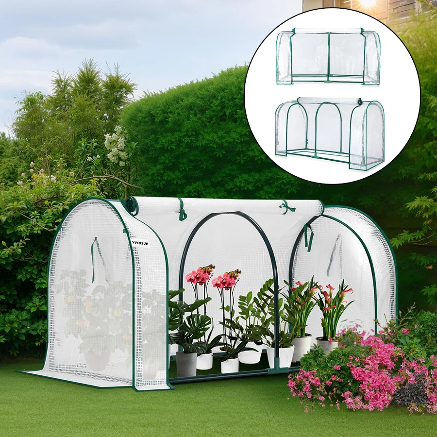 

Portable Mini Greenhouse PE Cover Zipper Door Indoor Outdoor Garden Plant Growing Waterproof Green House Durable Heavy Duty Tent