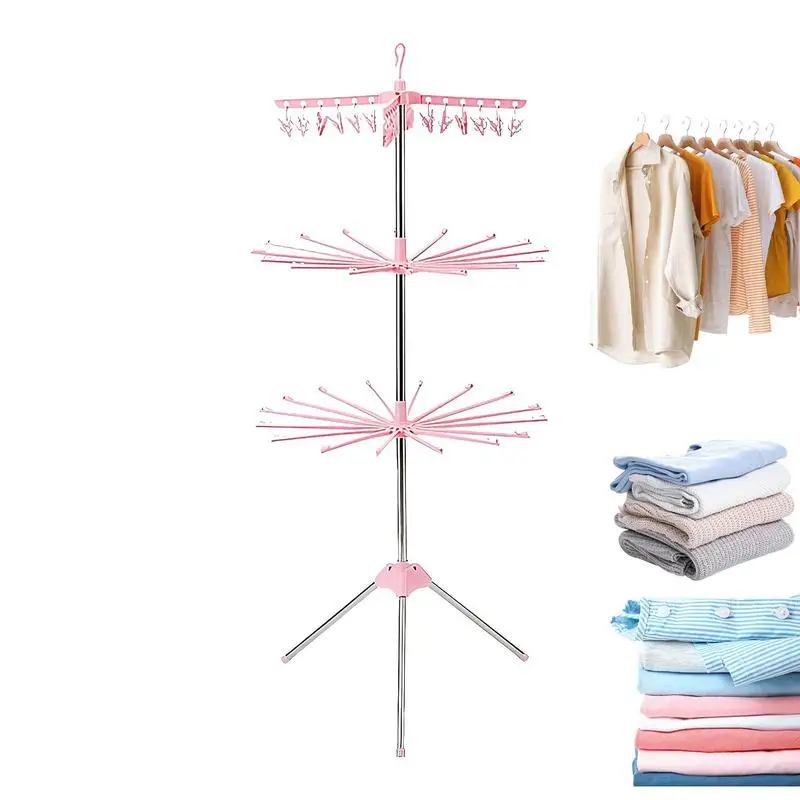 

Portable Foldable Garment Hanger Outdoor Clothes Drying Rack Floor Stand Stainless Steel Saving Space Laundry Storage supplies