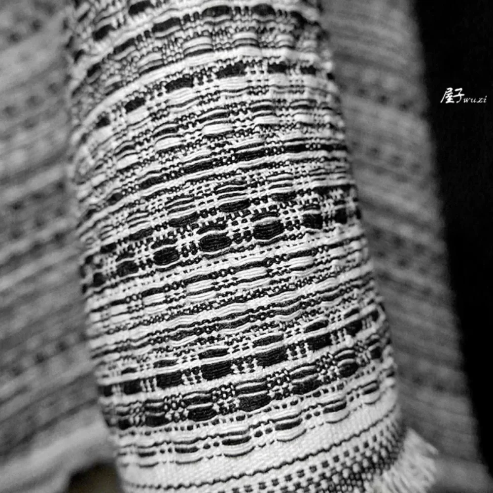 

Striped Gradient Jacquard Washing Denim Fabric Blue White DIY Retro Vintage Designer Apparel Cloth Diy Sewing By The Meter