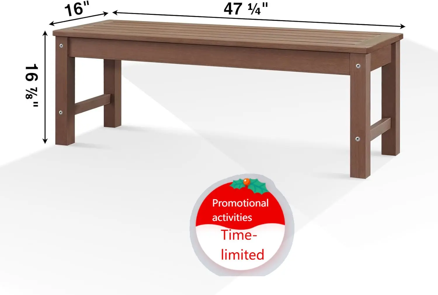 

Psilvam Knight Bench, Two Person Outdoor Poly Lumber Patio Backless Bench, Weatherproof Garden Bench That Never Rot and Fade, Su