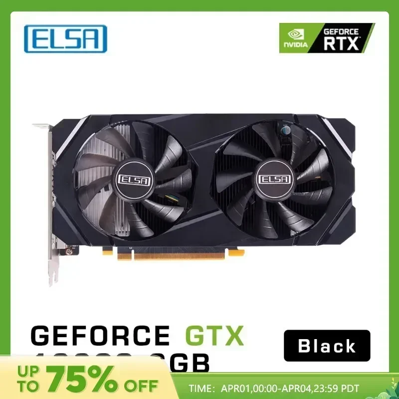 ELSA GTX 1660 Super 6GB 192Bit GAMING Video Cards GTX 1660s 6G Black GPU For PC Gaming And Office Graphics Card