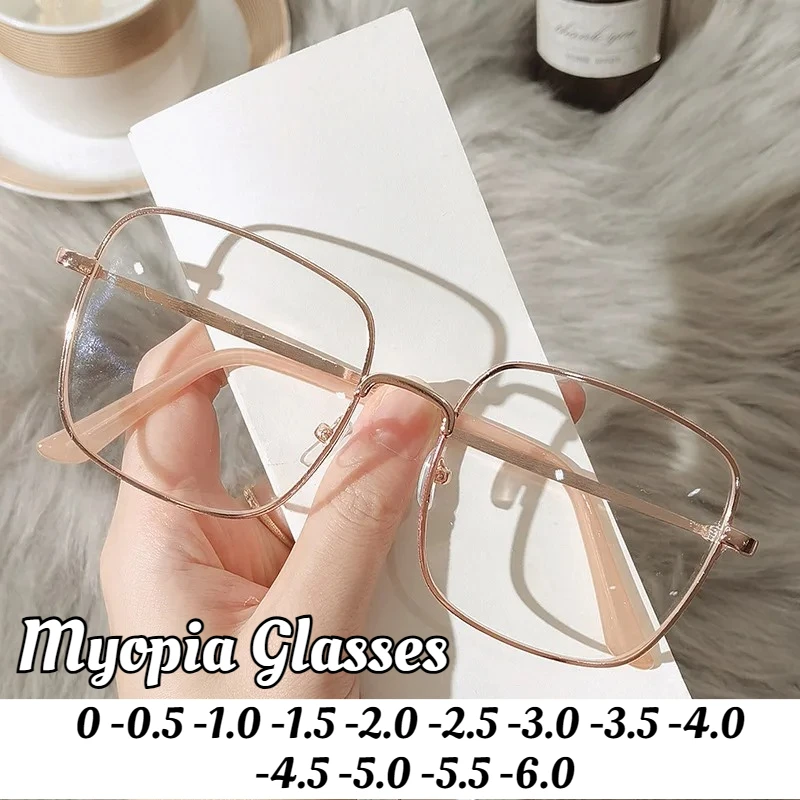 إطار كبير قصر النظر نظارات جديدة عصرية الضوء الأزرق حجب النظارات الرجال النساء مربع كبير الانتهاء بالقرب من البصر نظارات 0 إلى-6.0